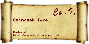 Csincsák Imre névjegykártya